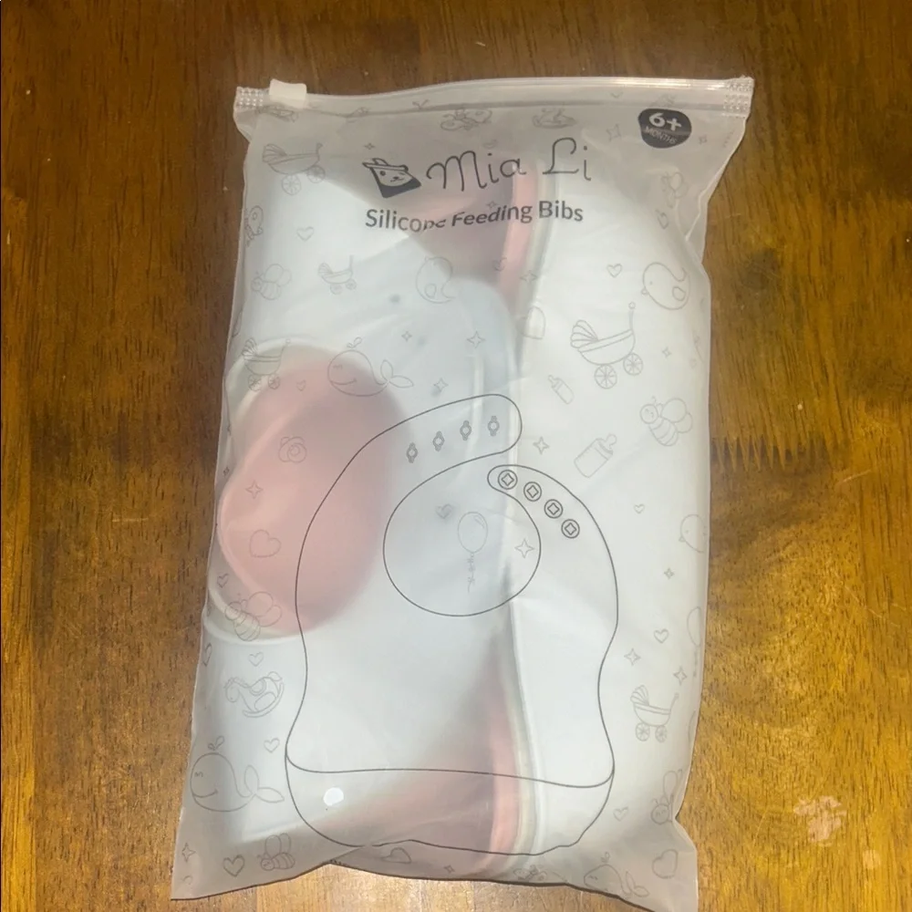 Silicone Baby Bib Set - Pink, White, and Blue